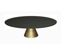 Gillmore Oscar Round Coffee Tables - Large - Black Glass - Brass Brushed