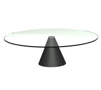 Gillmore Oscar Round Coffee Tables - Large - Clear Glass - Black Matt Powder