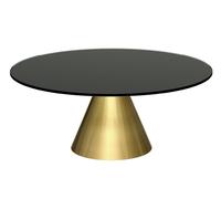 Gillmore Oscar Round Coffee Tables - Small - Black Glass - Brass Brushed
