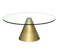 Gillmore Oscar Round Coffee Tables - Small - Clear Glass - Brass Brushed