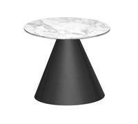 Gillmore Oscar Round Side Tables - Black Matt Powder - White Marble