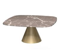 Gillmore Oscar Square Coffee Tables - Brown Marble - Brass Brushed - Small