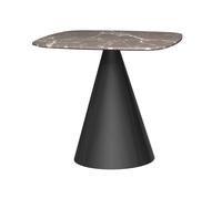 Gillmore Oscar Square Dining Tables - Small - Black Matt Powder - Brown Marble