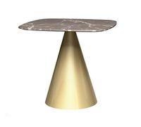 Gillmore Oscar Square Dining Tables - Small - Brass Brushed - Brown Marble
