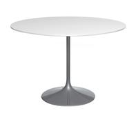 Gillmore Swan Circular Dining Table - Large - Dark Chrome - Gloss White