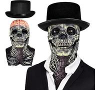 Gillterway The Latest Skeleton Biochemical Mask Black, Halloween Masks for Adults Scary, Hat Scary Skull Masks Creepy, Realistic Adult Horrible Masks, Moving Jaw Halloween Cosplay Props for Adults