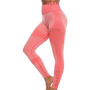 GILLYA Seamless Gym Workout Leggings Women High Waisted Vital Yoga Pants Tummy Control Butt Lift Sport Tights (Coral Pink,XL)