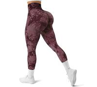 GILLYA Seamless Yoga Pants Seamless Workout Leggings for Women Tummy Control Butt Lift Scrunch Booty Leggings Ribbed Tie Dye, #1 Upgrade Winered Tie Dye, Medium