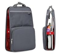GillyGro Unisex Foldable Vertical Backpack Organizer Insert for Tote Bag, Carry On, Picnic, Camping - With Pockets & Handle, Gray/Red, 14.5, Flexpack Urban