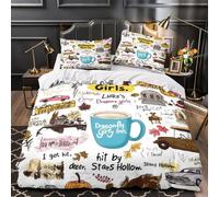 Gilmore Girls Art Quilt Cover 3D Design Printed Super Soft 3 Pcs Bedding Set Zipper Comforter Cover Premium Anti-allergic for Kids Adults Women Teens Youth Boys Single（140x200cm）