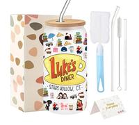 Gilmore Girls Mug, Artistic Retro Inspired Coffee Mug, Elegant Glass Mugs with Straw, Versatile Cup for Hot, Cold Drinks, Perfect for Home, Cafe, Gift for Fans