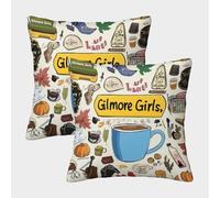 Gilmore Girls Themed Art-autumn Cozy Illustration Style Pillow Covers 2 Pack Cozy Pillowcases Available All Seasons Cushion Case with Zipper Decorative for Sofa Living Room Bed Home 45x45cm