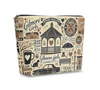 Gilmore Small Make up Bag for Handbag Double-Sided Printed Star Hollow Cosmetic Pouch Canvas Large Capacity Zip Make up Bag Gilmore Fans Gift for Girls Women