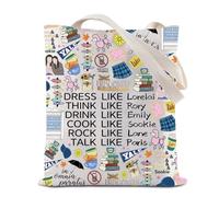 Gilmore Tote Bag Dress Like Lorelai Think Like Rory Reusable Grocery Shopping Bag Gilmore Fans Shoulder Bag (Lorelai Tote)