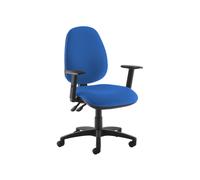 Gilmour High Back Fabric Operator Office Chair (Adjustable Arms), Blue, Express Delivery