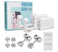 Giloner Safety Ear Piercing Kit, Disposable Self Piercing Kit with 2 Piercing Gun, 4 Piercing Jewelry, Ear Piercing Gun Kit for Tragus, Helix, Nose Cartilage