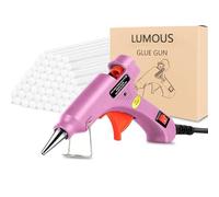 GILORRA Hot Glue Gun 20W, UK Plug Mini Heats Up Glue Gun for Crafts, Hobby, Home Repairs, Fabric, Wood, Glass, Card, ON-Off Switch for DIY Arts (GlueGun - Pink 20w)