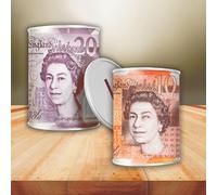 GILORRA Money Tin Box, Seal Queen Piggy Bank Un-openable Coin Organizer Funding Box Saved Coins Notes for Birthday, Holiday & Christmas (Money Tin 2X Small 10 & 20P)