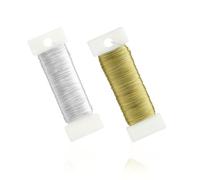 Giloty 2 Rolls of Craft Wire, Thin 0.35 mm x 50 m, Craft Wire, Gold and Silver, Galvanised Jewellery Wire, Winding Wire, Florist Wire for Crafts, DIY, Jewellery Making and Garden