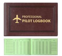 Gilprop 1 Pack Professional Pilot Logbook 128 Sheets Flight Logbook Brown Leather Hardcover Large Aircraft Record Book Aviation Gifts and Gear for Students Pilot