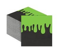 Gilprop 100 Pcs Ghost Paper Napkins 3 Ply Green Black Disposable Dinner Beverage Party Napkins for Kids Boys Girls Birthday Themed Party Supplies Halloween Decorations