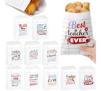 Gilprop 100 Pcs Thank You Teacher Gift Bags Back to School Decorations Candy Lined Notebook Treat Bags Bulk for Popcorn Candy First Day of School Decor Thank Teacher Students Classroom Party Supplies