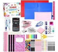 Gilprop - 108 Pieces High School Supplies Kit, Back to School Supplies for 7-12 Grade Students, Calculator Pack, Compass Pencils (Pink)