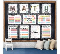 Gilprop 11 Pcs Composition Math Poster for Classroom Pastel Math Bulletin Board Set Funny Mathematics Educational Poster Wall Decoration for Elementary Middle High School Teacher Must Have Supplies