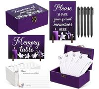 Gilprop 112 Pcs Celebration of Life Memory Cards Set Share a Memory Cards with Box 2 Wood Sign with 4 Hold and 5 Pens, Sympathy Memorial Gifts Funeral Keepsake Decorations (Lily)