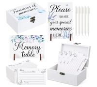 Gilprop 112 Pcs Celebration of Life Memory Cards Set Share a Memory Cards with Box 2 Wood Sign with 4 Hold and 5 Pens, Sympathy Memorial Gifts Funeral Keepsake Decorations (Butterfly)
