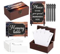Gilprop 112 Pcs Celebration of Life Memory Cards Set Share a Memory Cards with Box 2 Wood Sign with 4 Hold and 5 Pens, Sympathy Memorial Gifts Funeral Keepsake Decorations(Dusk)