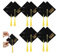 Gilprop 12 Pcs Felt Graduation Cap Money Holder Black Gold Felt Graduation Cash Clip with Tassel Class of 2026 Graduations Cash Holder Gifts for Him Her College High School Grad Party Supplies