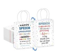 Gilprop 12 Pcs Speech Language Pathologist Gifts Bags SLP Month Thank You Gifts Bulk Speech Therapist Appreciation Treat Bags Double Side Coworker Therapist Party Favors Supplies SLP Decorations