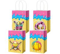 Gilprop 16 Pcs Softball Ice Cream Drip Gifts Bags Bulk with Handles Double Sided Designs Treat Candy Goodie Bags Gift Wrapping for Softball Baseball Theme Party Supplies Sport Camping Team Favor