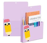 Gilprop 2 Pcs Pencil Purple Magnetic File Folder Holder Pocket File Organizer Classroom Decor Teacher Desk Accessory for Whiteboard Mail Paper Book No Drilling Elementary School Kindergarten Essential