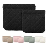 Gilprop 2 Pcs Small Pocket Makeup Bag for Purse Quilting Purse Organizer Pouches Portable Mini Cosmetic Bag for Women Travel Coin Lipstick Self-closing Snap Closure Pouches, No Zipper, Black