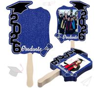 Gilprop 24 Pcs Graduation Cutout Face Fans with Handle Double Sided Personalized Grad Party Supplies Class of 2026 Grad Photo Props Blank DIY Photo Frame Graduation Party Souvenirs