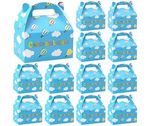 Gilprop 24 Pcs Graduation Party Decorations Paper Gift Boxes with Handle Colorful Hot Air Balloons Pattern for High School, Middle School, College, Graduation Party Supplies