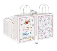 Gilprop 24 Pcs Pink Mahjong Gift Bags Bulk Double Sided Designs Treat Candy Goodie Bags Gift Wrapping Paper Bag for Mahjong Party Decorations Women Men Game Night Birthday Graduation Party Supplies