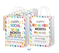 Gilprop 24 Pcs Social Work Month Appreciation Gifts Bags Bulk Double Sided Designs Treat Candy Goodie Bags Gift Wrapping for Social Workers Month Party Favors Volunteer Graduation Travel Gifts