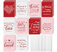 Gilprop 50 Pcs Christian Valentines Day Notebooks Jesus Bible Notepads Gifts Bulk Religious Scripture Prayer Valentines Inspirational Journals Gifts for Church Catholic Members Sunday School Friends