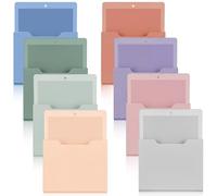 Gilprop 8 Pack Magnetic File Paper Holder High Design Pocket Magnetic Wall File Organizer Hanging Refrigerator Magazine Mail Letters Paper Holder for Teacher Office Classroom Supplies(New Color)