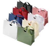 Gilprop 8 Pcs Colorful Wedding Mini Gift Bags with Ribbon Handle Thick Texture Paper Bridal Shower Wedding Welcome Bag for Xmas Valentine's Day Housewarming Holiday Birthday Party 6'' x 5.7'' x 3''