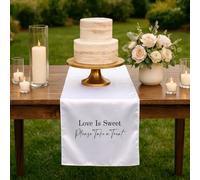 Gilprop Love is Sweet White Dessert Table Runner Linen-Textured Polyester Hemmed Edges for Wedding Dessert Table Derection Reception Decor (22" x 60")