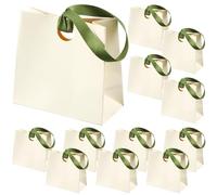 Gilprop Wedding Mini Gift Bags with Ribbon Handle Thick Texture Paper Bridal Shower Wedding Welcome Bag for Housewarming Holiday Birthday Party 6'' x 5.7'' x 3''(White,12 Pcs)