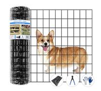GILPWA Welded Wire Fence, 50ft(L) x 24inch(H) Garden Fence for Dog, 2 Inch x 3 Inch 16GA Fencing for Chicken, PVC Coated Anti-Rust Roll Metal Wire Mesh Fence for Yard Vegetable, Black