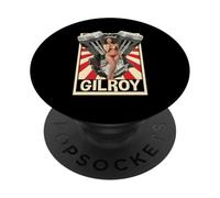Gilroy Pinup Devil Girl Motorcycle Engine Retro Design PopSockets Adhesive PopGrip