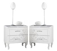 gilroy serigraphy white wooden bedside cabinets in pair