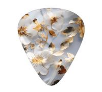 Gilt Embroidered Lilies guitar pick set, 3 different thicknesses, 12 pieces for a variety of instruments