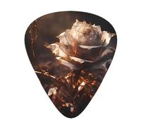 Gilt Rose guitar pick set, 3 different thicknesses, 12 pieces for a variety of instruments